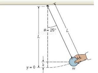 A simple pendulum has a length of 0.75 m and