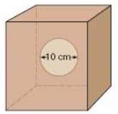 A copper block has an internal spherical cavity with a