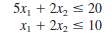 Consider the following problem.
Maximize Z = 6x1 + 8x2,
Subject to
and
x1