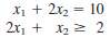 Consider the following problem.
Maximize Z = x1 + x2,
Subject to
and
x2