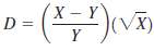 For X = 14 and Y = 4.8, find D: