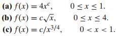 For each of the following functions, (i) Find the constant