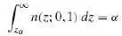 If zÎ± is defined by
Find its values for 
(a) Î±
