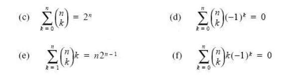 Prove the following identities involving the binomial coefficient