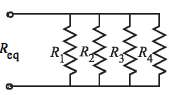 The equivalent resistance, Req, of four resistors, R1, R2, R3,