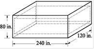 A rectangular steel container has the outside dimensions shown in