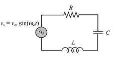 An RLC circuit with an alternating voltage source is shown.