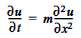 The one-dimensional diffusion equation is given by: