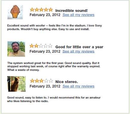 Read three online reviews of a stereo system (Figure 15).
