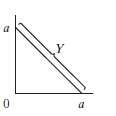 The hypotenuse, Y, of the isosceles right triangle shown is