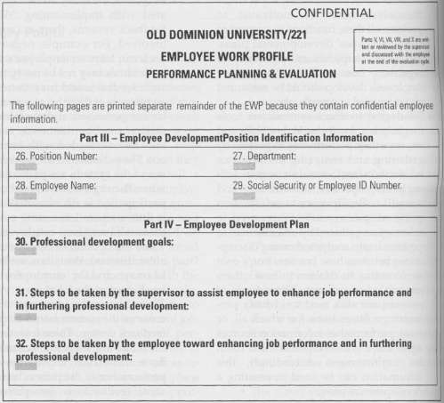 Consider the following developmental plan form used for employees at