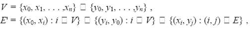 V = {xo, X1, ...„Nn} O {vo. V1, ... Vn} , E = {(xo, x) : iE V} E {(v yo) : i V} I {(x. y) : (1. j) I E}, 