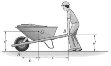 If the wheelbarrow and its contents have a mass of