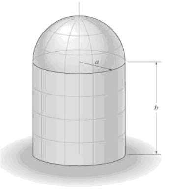 Determine the volume of the tank,  and hemispherical