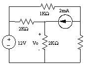 Find Vo  in the circuit shown using Thevenin€™s Theorem