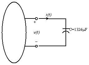 Calculate the current in the capacitor if the voltage input