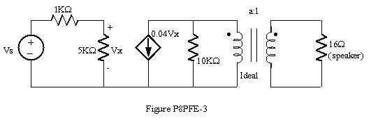 In the circuit in Figure 8FE-3, select the turns ratio
