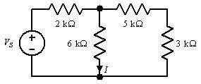 In the circuit shown, I =4mA. .  Find Vs.
