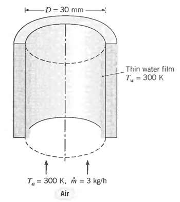 D = 30 mm Thin water film T = 300 K T = 300 K, m = 3 kg/h Air 