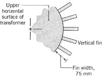 Upper horizontal surface of transformer 7 Vertical fin -Fin width, 75 mm 