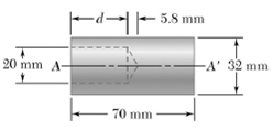 A 20-mm-diameter hole is bored in a 32-mm-diameter rod as shown.