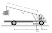 The boom on a 4300-kg truck is used to unload