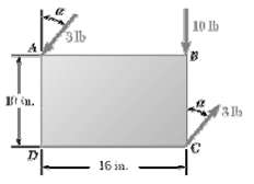 A rectangular plate is acted upon by the force and couple shown