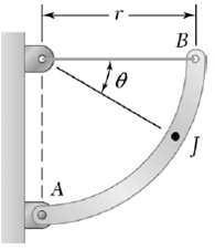 A quarter-circular rod of weight W bending moment section