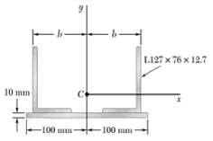 Two L127 Ã— 76 Ã— 12.7-mm angles are welded to a 10-mm steel plate