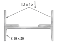 Two L3 Ã— 3 Ã— ¼-in. angles are welded to