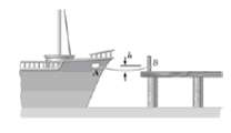 A small ship is tied to a pier with a per unit length of the
