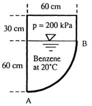 The tank in the figure contains benzene