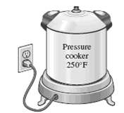 The temperature in a pressure cooker during