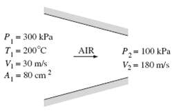 Air enters an adiabatic nozzle steadily