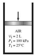 A piston€“cylinder device initially contains 2 L