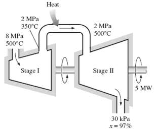 Steam enters a two-stage adiabatic