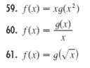59. f(x) = xg(x*) 60. f(x) = Ax) 61. f(x) = g(vx) 