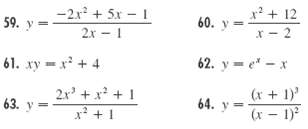 x? + 12 -2x² + 5x - 60. y 59. y = 2x - 1 62. y e