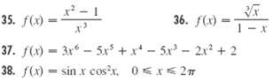 36. f(x) 35. f(x) 37. f(x) = 3r - 5x + x - 5x - 2x? + 2 38. f(x) = sin x cos?r. 0<x<27 
