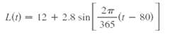 L(1) = 12 + 2.8 sin (r-80) 365 