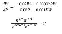 dW -0.02W + 0.00002RW dR 0.08R – 0.001RW R002wa08 e 000002R0.001W =C 