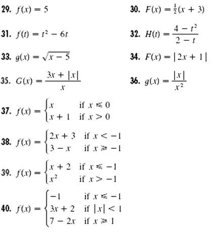 30. F(x) =(x + 3) 29. f(x) = 5 4 - НО - 32. H(1) 31. f) = r - 6t 2 -1 34. F(x) = | 2x + 1| V- 5 33. g(x) = 3r + |x| 35