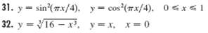 31. y = sin( 7x/4). 32. y = V16 - x, y = cos (7x/4). 0 <xs1 y=x, x 0 