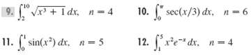 10. sec(x/3) dx. V + I dx, n= 4 n-6 C sin(x) dr. 12. xe