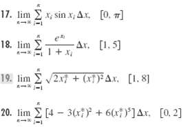 17. lim Ex, sin x; Ax. [0. m] Ar. [1.5] 1+ x, 18. lim 19. lim 2x + (xf)*Ax. [1. 8] 20. lim E [4 - 3(x}) + 6(xf)]Ax. [0. 