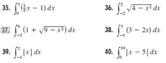 35. Gx- 1) dx 37. (1 + 9-x) dx 36. 4-x dx 38. (3 - 21) dx 39. L I| dx 40. 