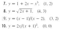 7. y =1 + 2x - r (1. 2) 8. y = 2x + I, (4. 3) 9. y (x - 1/(x - 2). (3. 2) 10. y 2x/(x + 1). (0.0) %3D 