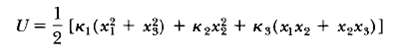 Three oscillators of equal mass m are coupled such that the