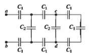 In Fig, each capacitance C1 is 6.9 µF, and each