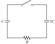A charge Q is placed on a capacitor